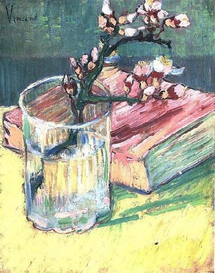 Vincent Van Gogh Blossoming Almond Branch in a Glass with a Book